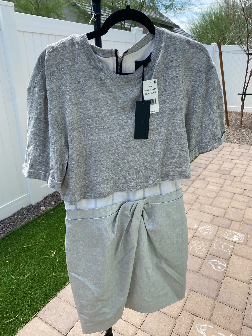 RtA Sound Silver Midi Dress in Heather Gray